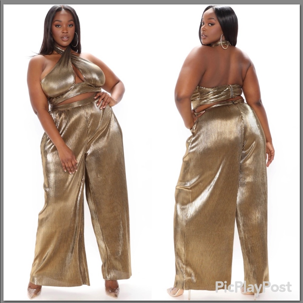 Disco Inspired 2pc Halter/Pants Set
